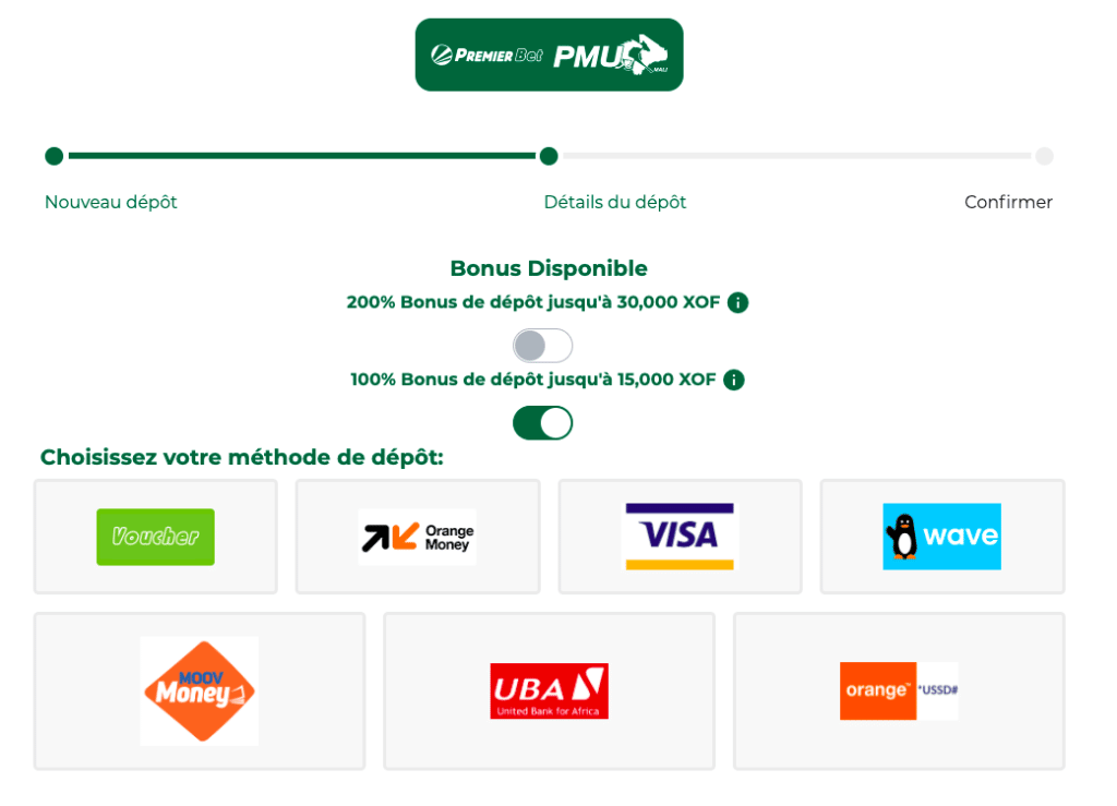 Deposito con CB - Orange - XOF Voucher